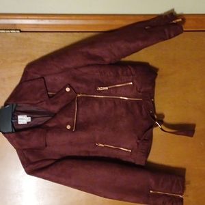 Faux suede moto jacket